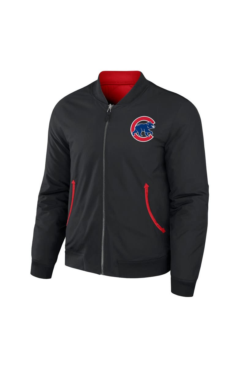 Darius Rucker Collection by Fanatics Men's Darius Rucker Collection by Fanatics Black/Red Chicago Cubs Reversible Full-Zip Bomber Jacket, Alternate, color, Black