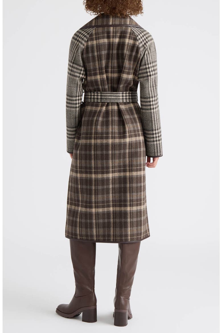 Fiona Mixed Plaid Coat, Alternate, color, ESPRESSO