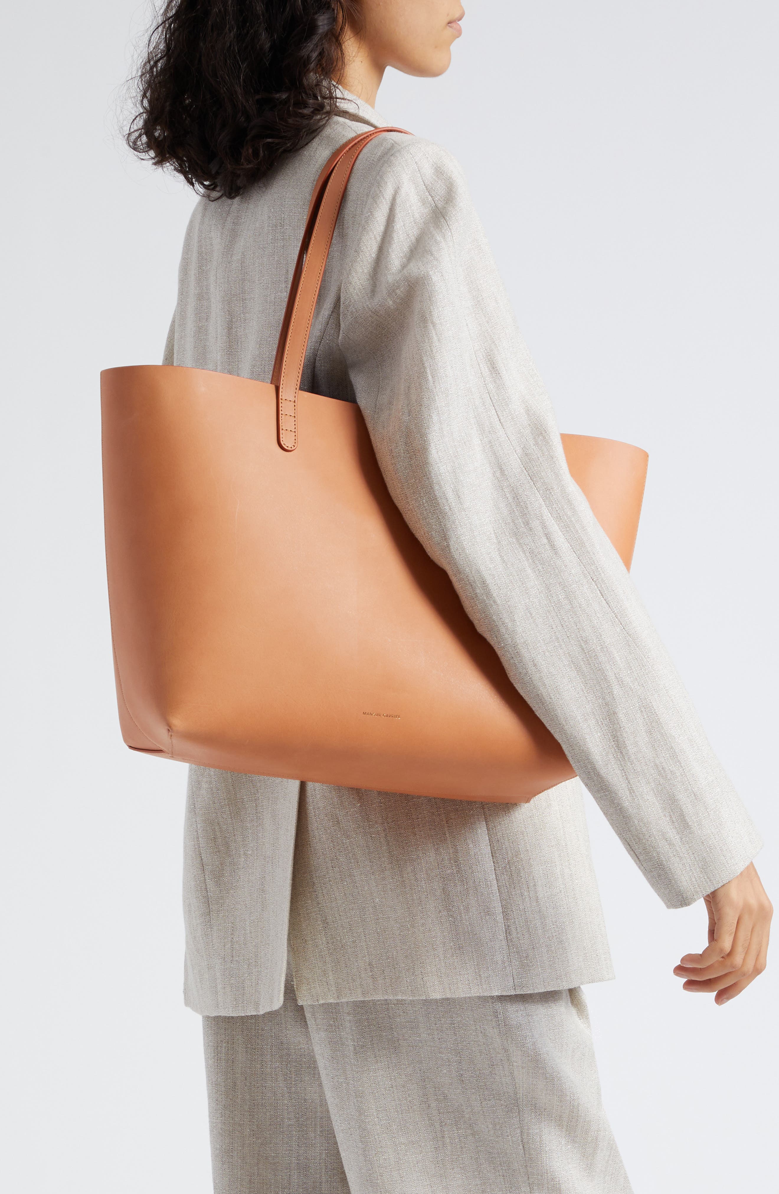 Large Leather Tote, Alternate, color, CAMMELLO/ ROYAL