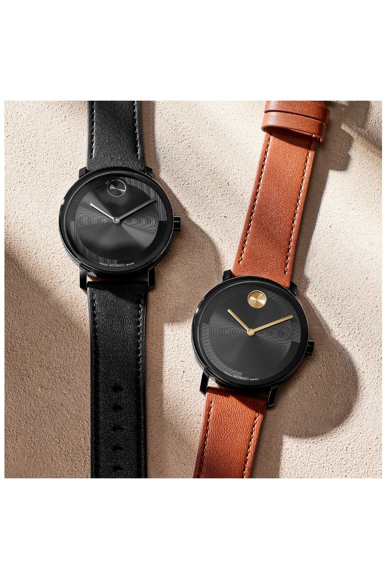 Bold Evolution 2.0 Leather Strap Watch, 40mm, Alternate, color, BLACK/ BROWN