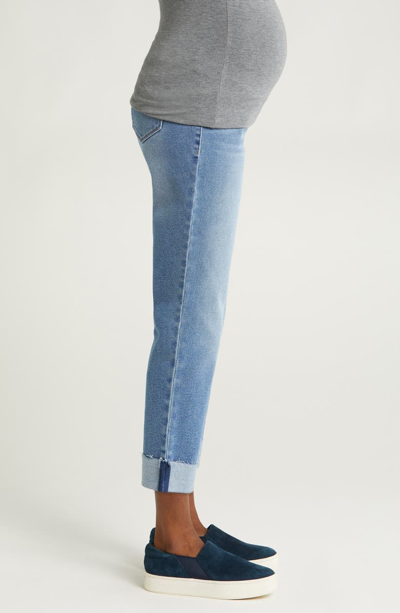 1822 Denim Over the Bump Raw Hem Maternity Slim Girlfriend Jeans, Alternate, color,
