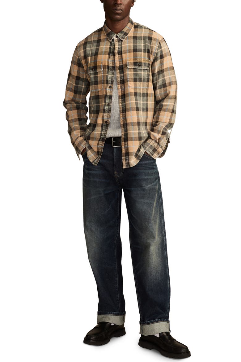 Acid Wash Cotton Flannel Shirt, Alternate, color, DIJON MULTI