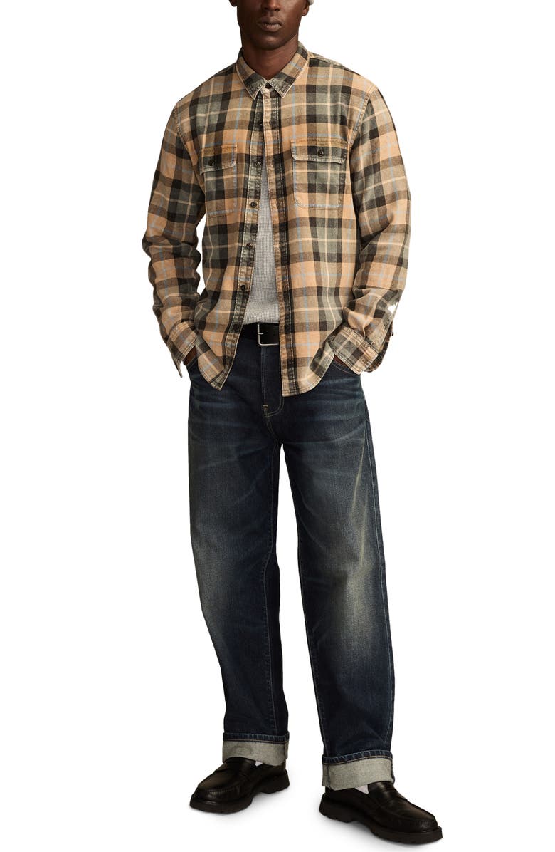 Lucky Brand Acid Wash Cotton Flannel Shirt, Alternate, color, Dijon Multi