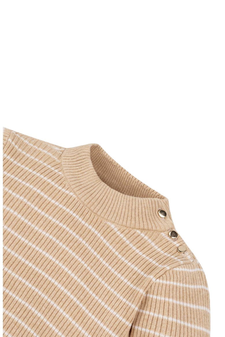 Girls' Organic Mock Neck Sweater, Kids, Alternate, color, Oatmeal Heather Stripe