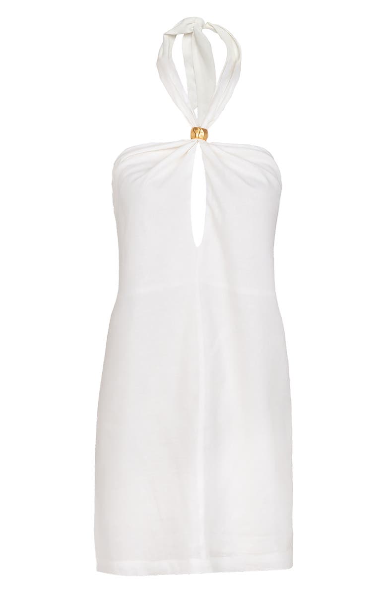 ViX Paula Hermanny Aster Halter Linen Blend Cover-Up Dress, Main, color, Off White