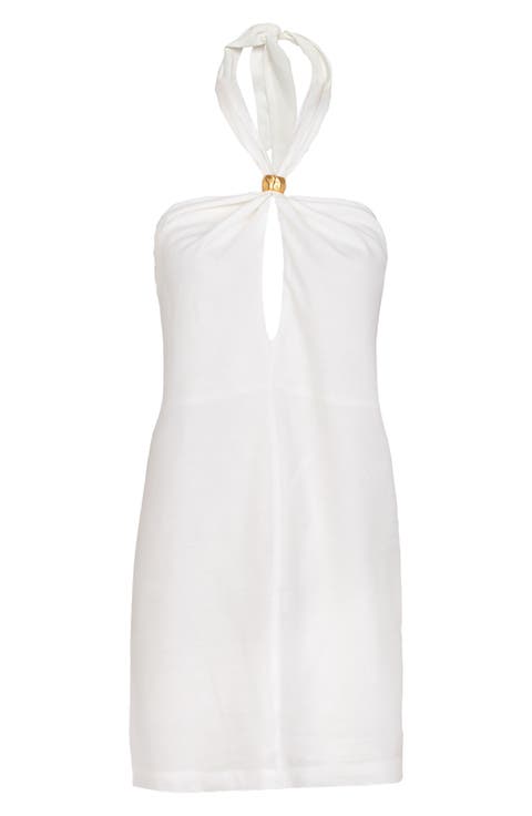 Aster Halter Linen Blend Cover-Up Dress