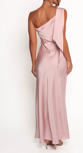 Lolana One-Shoulder Satin Maxi Cocktail Dress