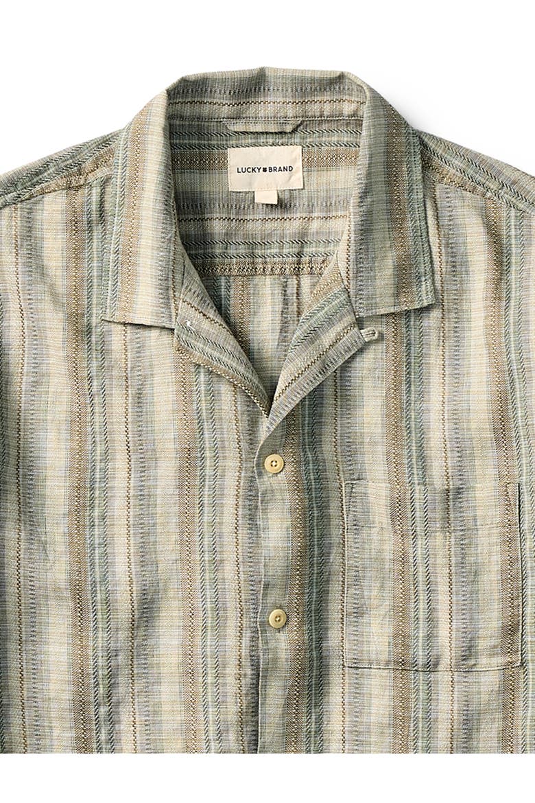 Big & Tall  Linen-Blend Camp Shirt, Alternate, color, OLIVE MULTI