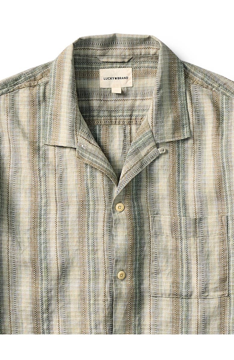Lucky Brand Jeans Big & Tall  Linen-Blend Camp Shirt, Alternate, color, Olive Multi