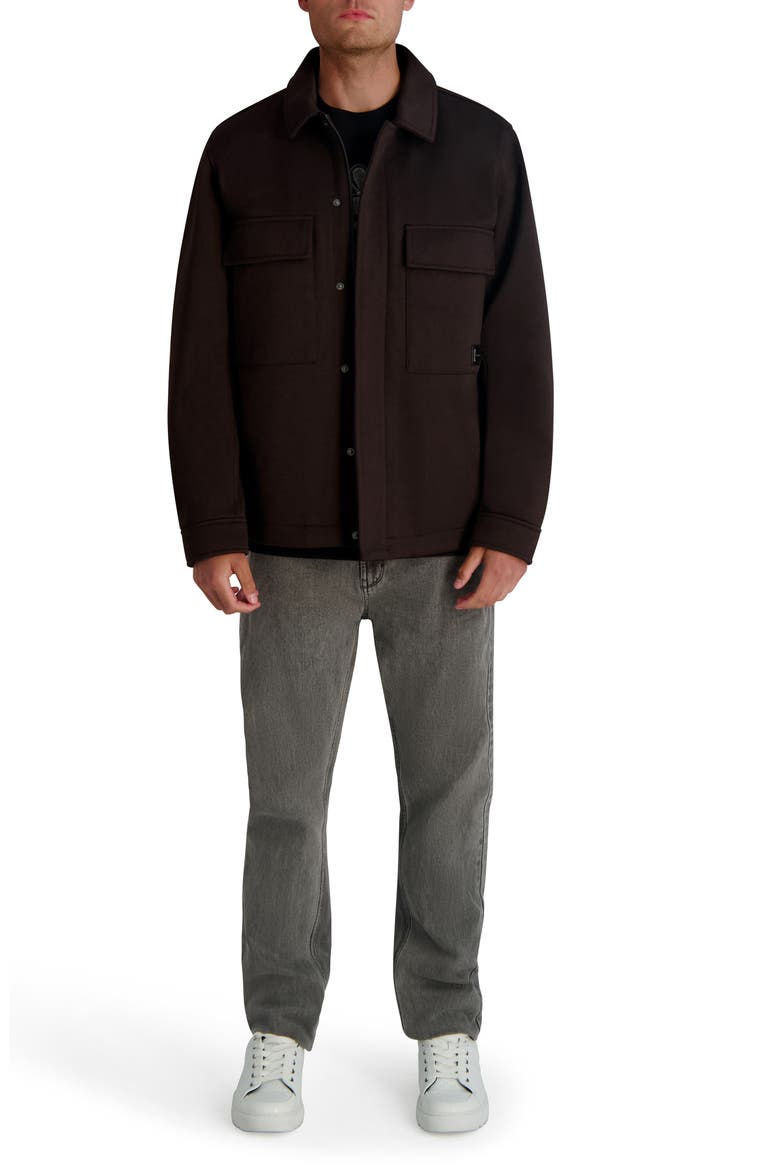 Twill Shirt Jacket, Alternate, color, BROWN