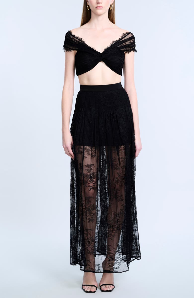 BCBGMAXAZRIA Twist Lace Crop Top, Alternate, color, Black