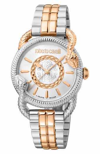 Roberto Cavalli by Franck Muller Two-Tone Stainless Steel Swiss Quartz Bracelet Watch, 34mm