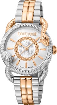 Roberto Cavalli by Franck Muller Two-Tone Stainless Steel Swiss Quartz Bracelet Watch, 34mm