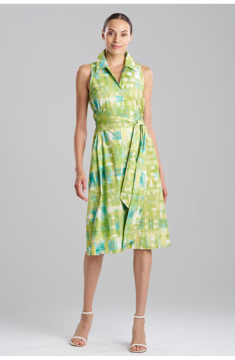 Natori PLAIDS Halter Button Down Dress, Main, color, Palm