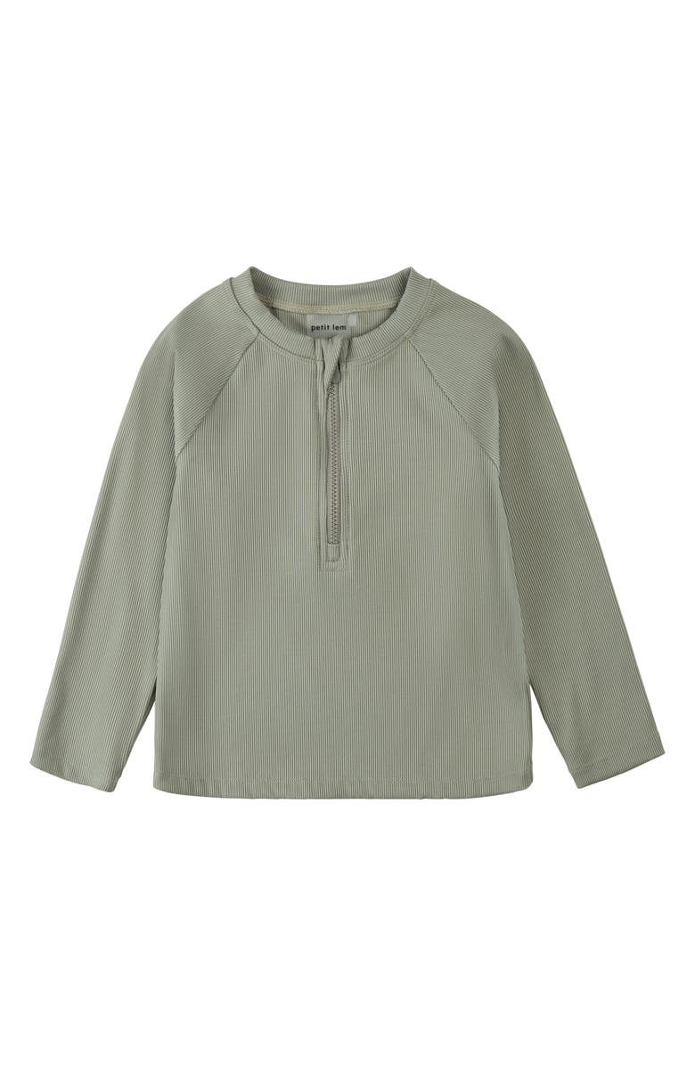 Petit Lem Kids' Long Sleeve Rib Rashguard, Main, color, Green