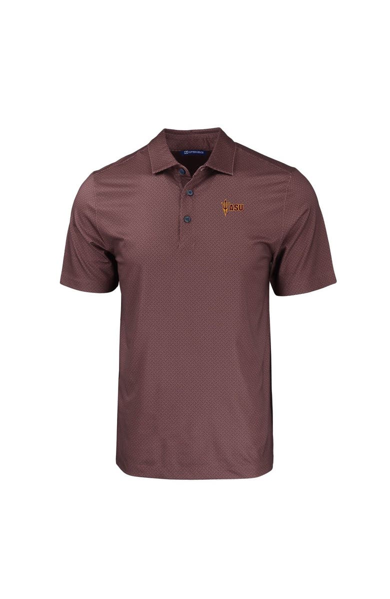 Cutter & Buck Men's Cutter & Buck Maroon Arizona State Sun Devils Pike Eco Tonal Geo Print Stretch Recycled Polo, Alternate, color, 