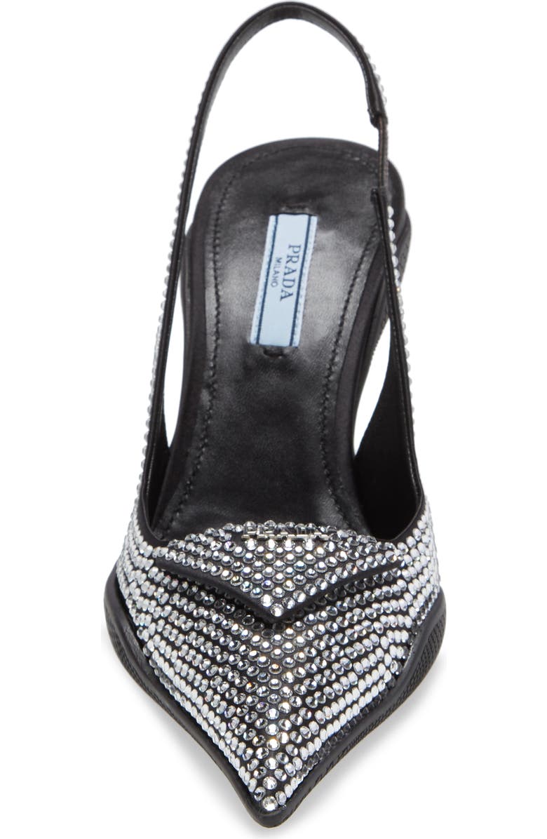 Prada Crystal Embellished Pointed Toe Slingback Pump, Alternate, color,