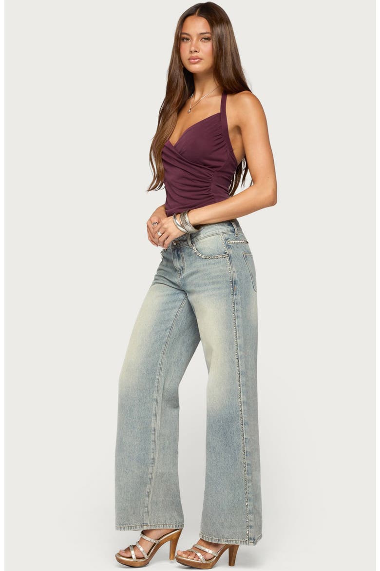 Taile Ruched Wrap Halter Top, Alternate, color, PLUM