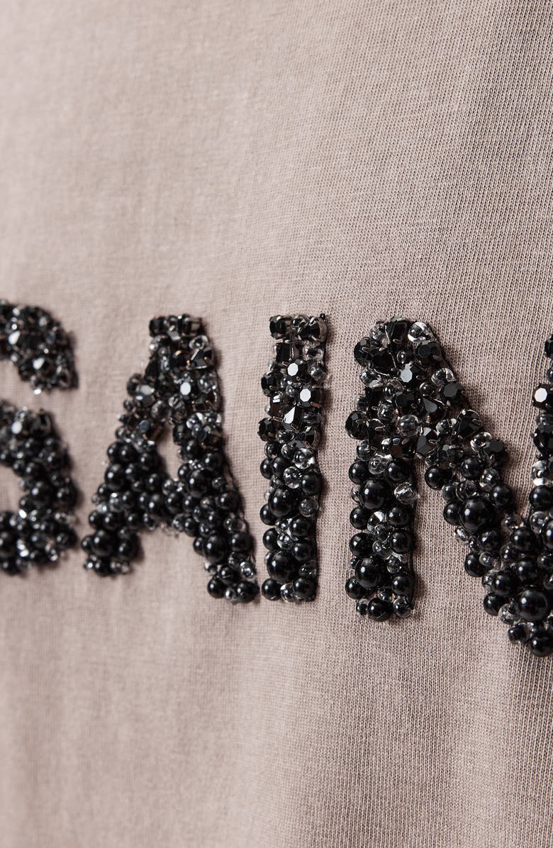 AllSaints Amelie Oversize Embellished Logo Cotton T-Shirt, Alternate, color, Stone Grey