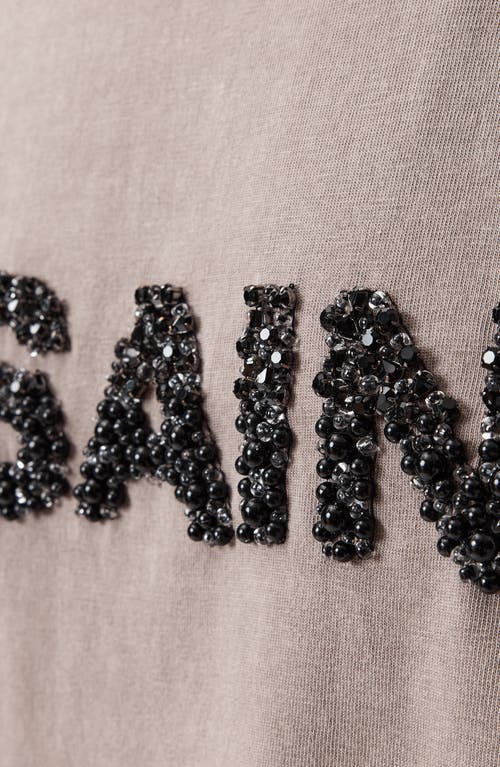 Allsaints Amelie Oversize Embellished Logo Cotton T-shirt In Gray