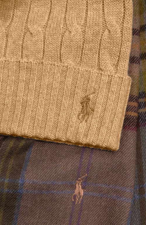 Polo Ralph Lauren Wool & Cashmere Scarf & Beanie Boxed Gift Set In Burgundy