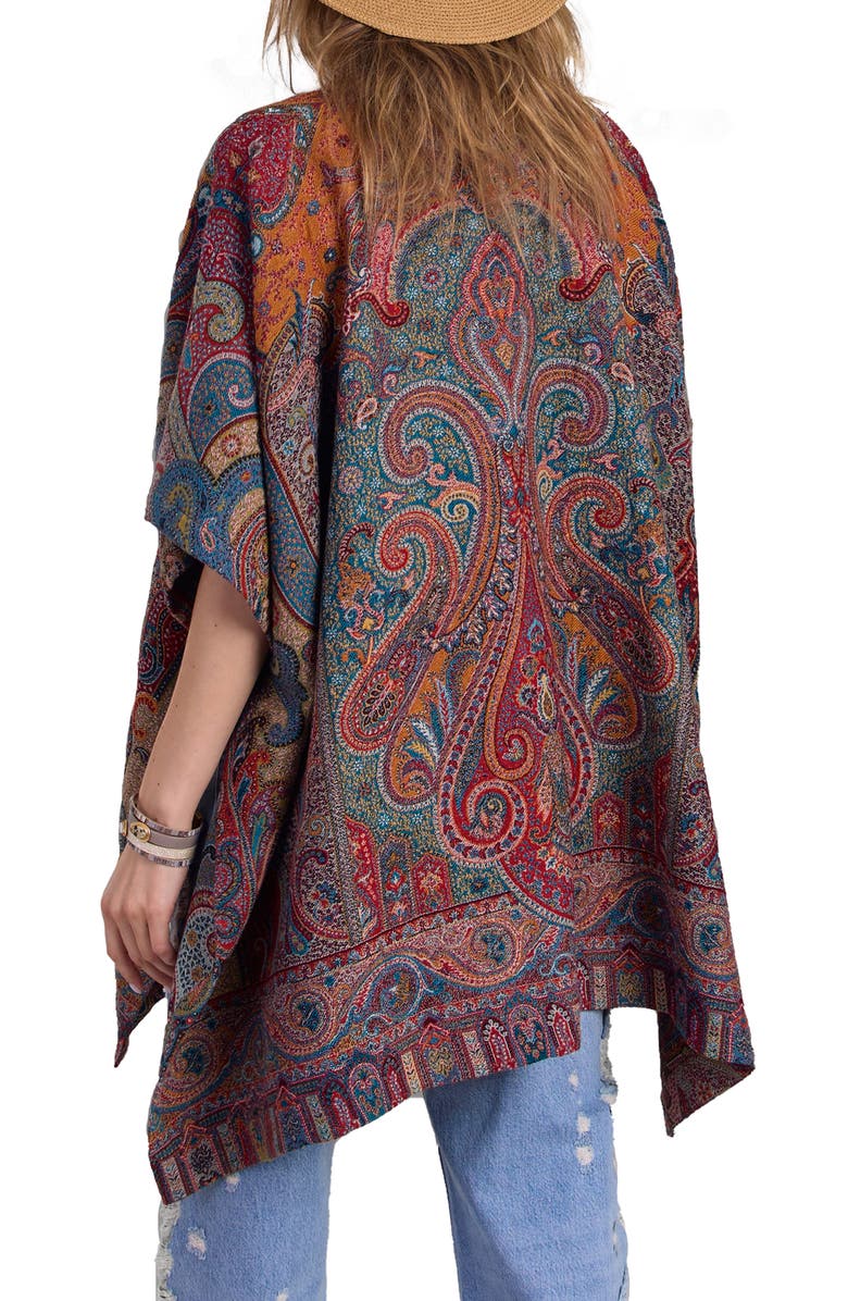 SAACHI Drape Poncho, Alternate, color, Burgundy Multi