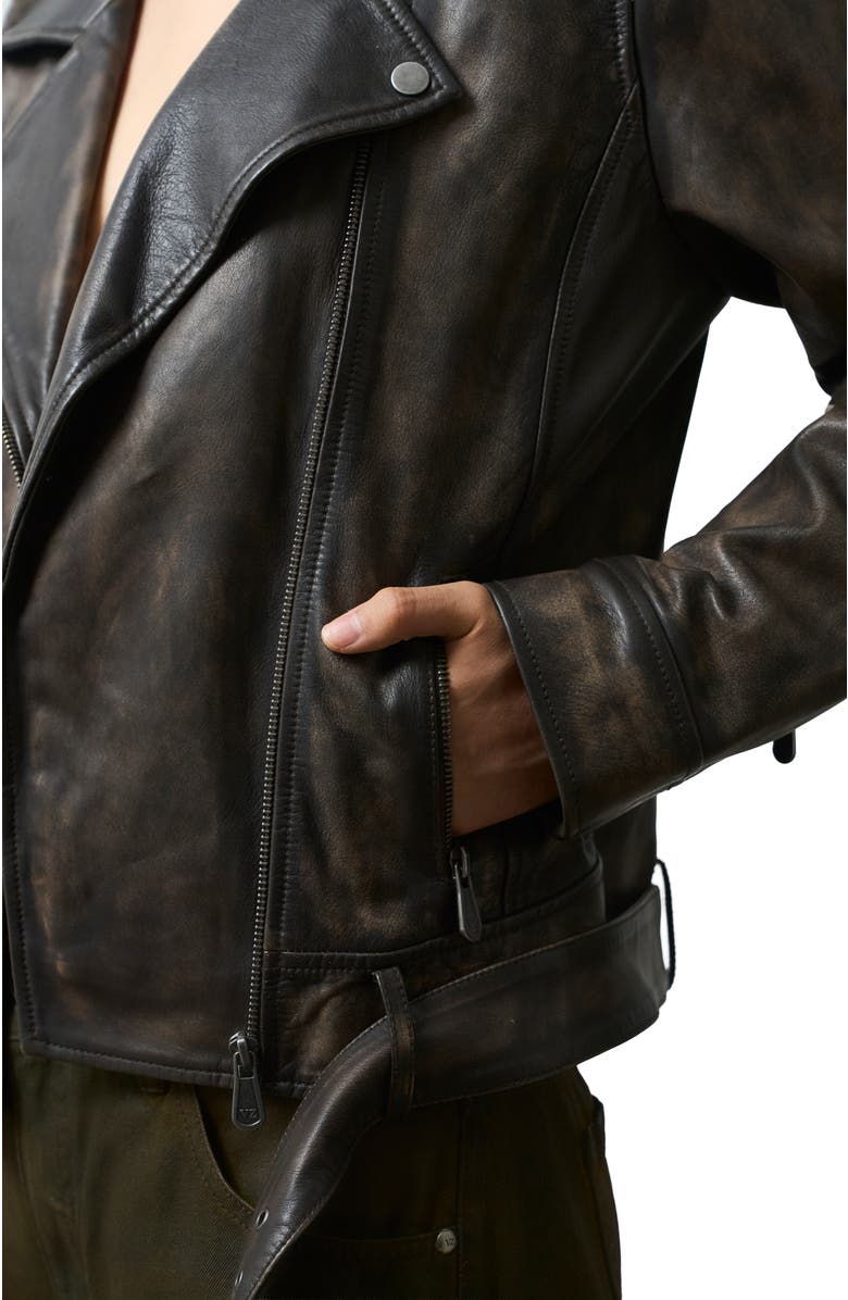 Velez Efos Leather Biker Jacket, Alternate, color, Brown