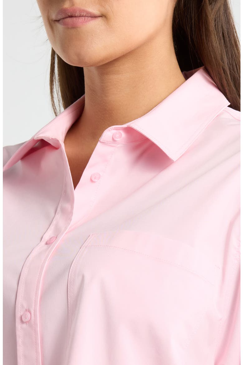 Corinna Oversize Short Sleeve Crop Button-Up Shirt, Alternate, color, ROSE