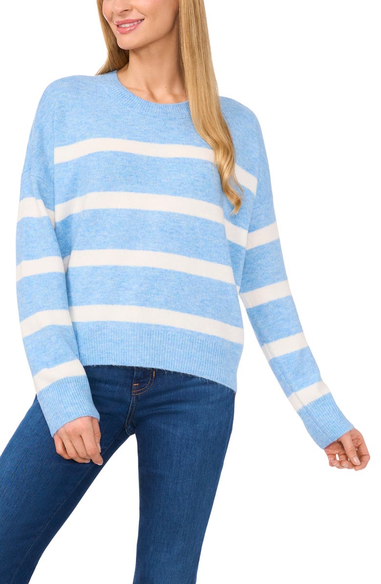 CeCe Wide Stripe Crewneck Sweater, Main, color, 