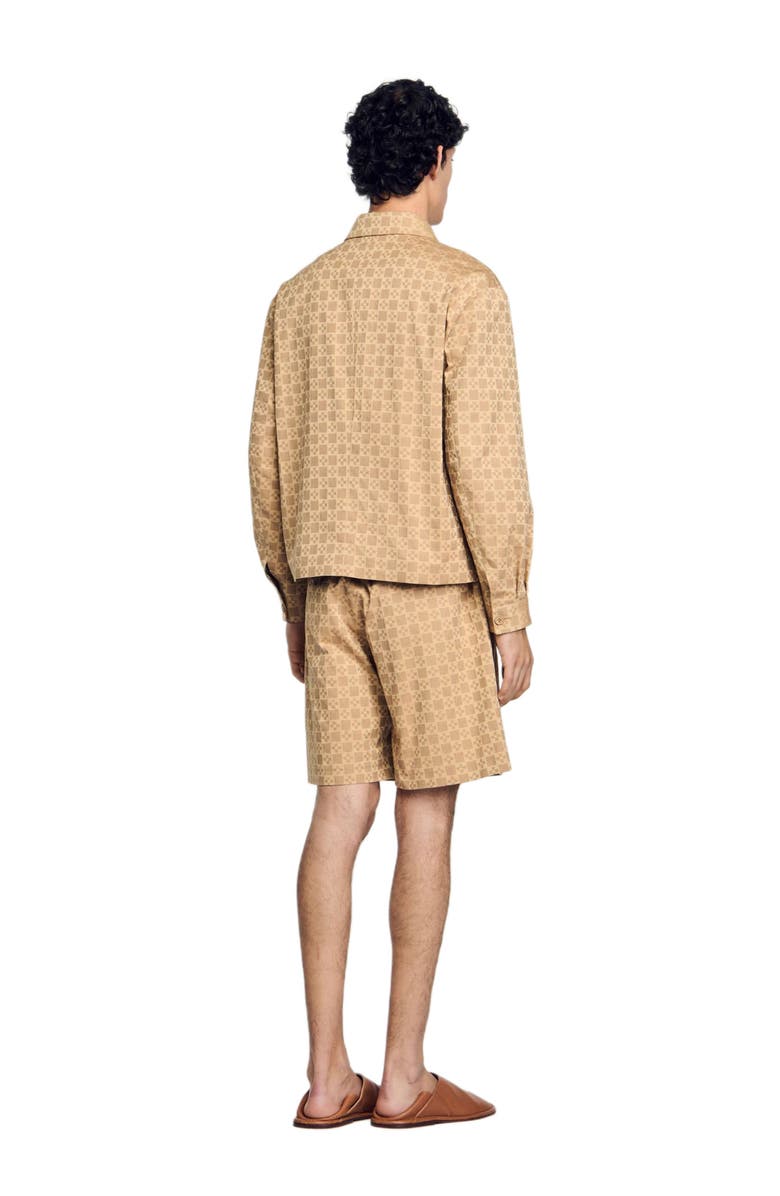 SANDRO Square Cross zip-up jacket, Alternate, color, Sand