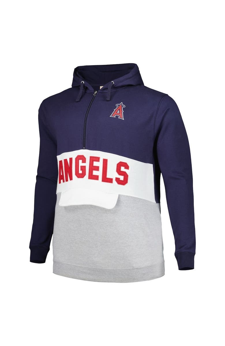 PROFILE Men's Navy/White Los Angeles Angels Big & Tall Fleece Half-Zip Hoodie, Alternate, color, Navy