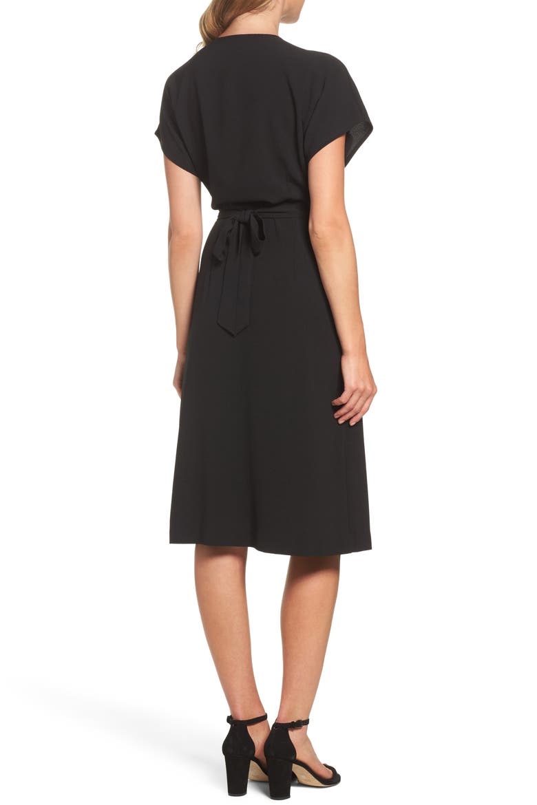 FAUX WRAP DRESS, Alternate, color, BLACK
