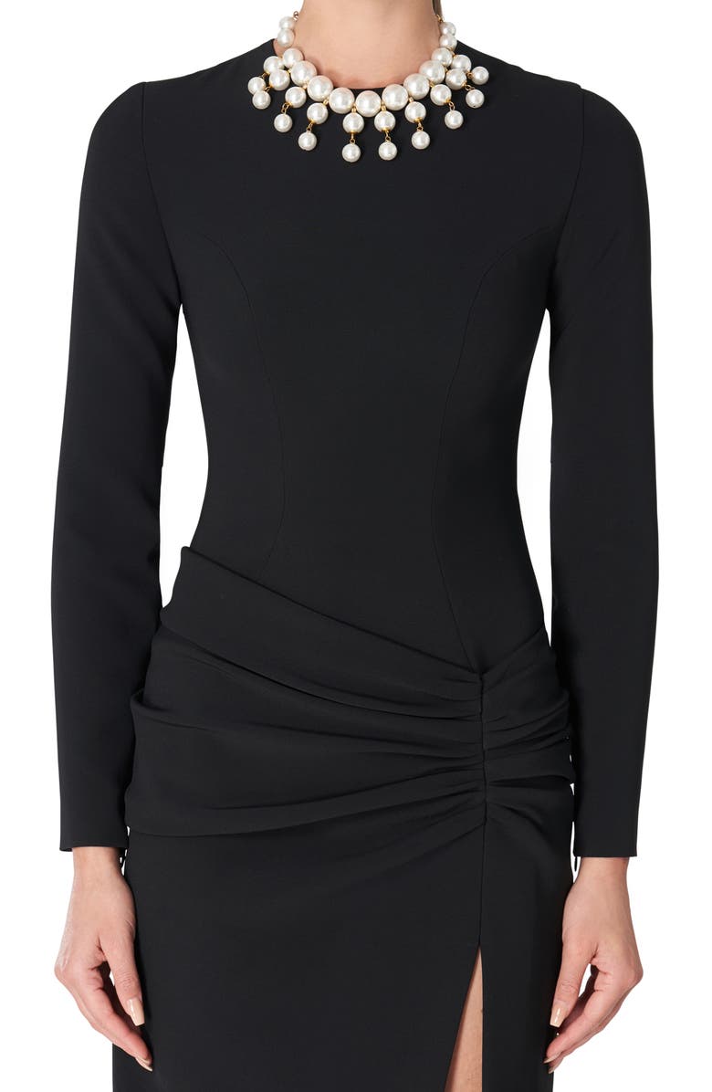 Carolina Herrera Ruched Long Sleeve Midi Dress, Alternate, color,