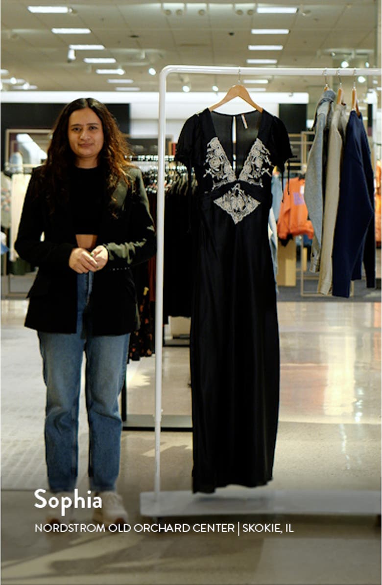 Cooper Embroidered Satin Maxi Dress, sales video thumbnail