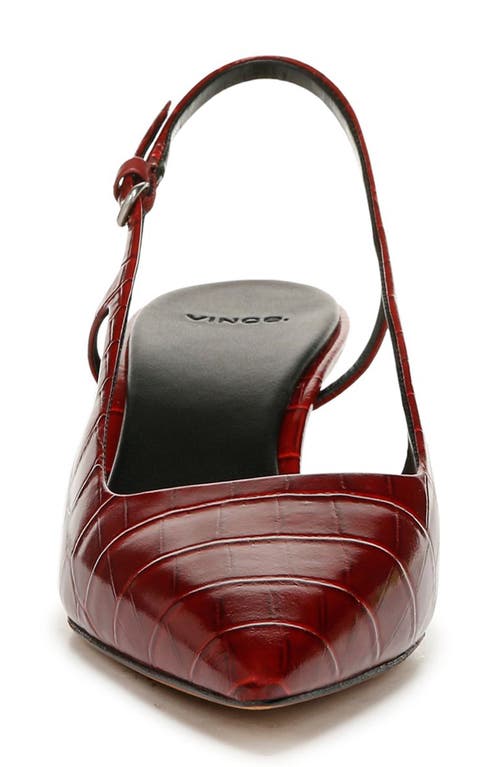 Vince Bianca Croco Kitten Slingback Pumps In Red Currant