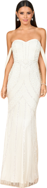 LARA New York Beaded Gown with Cape Detail