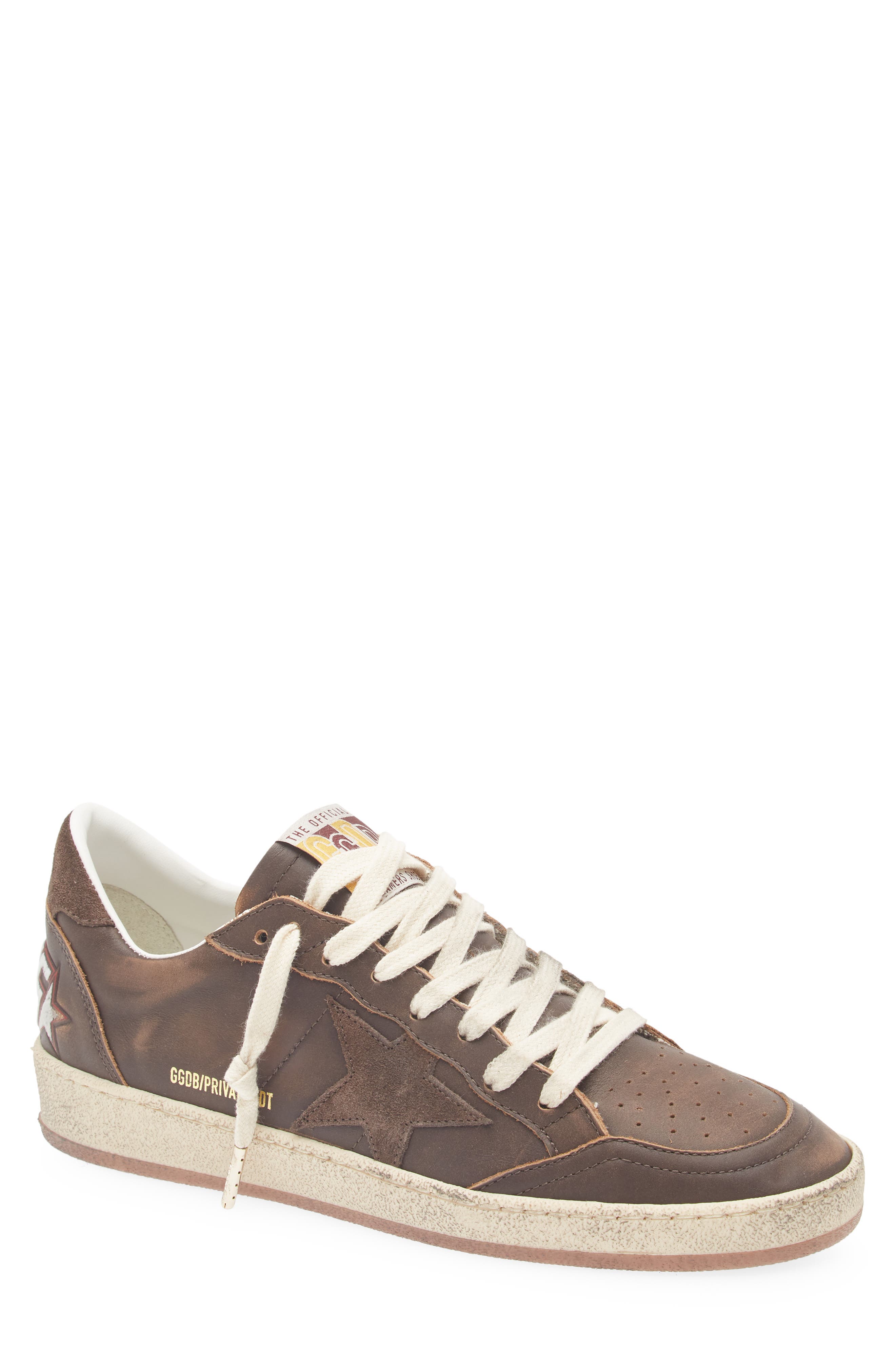 Golden Goose Ball Star Sneaker, Main, color, Brown