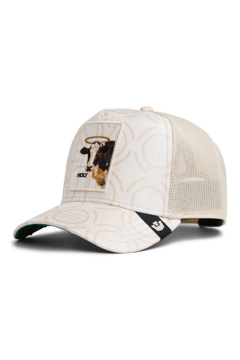 Holy Cow Jacquard Snapback Trucker Hat, Alternate, color, CHALK