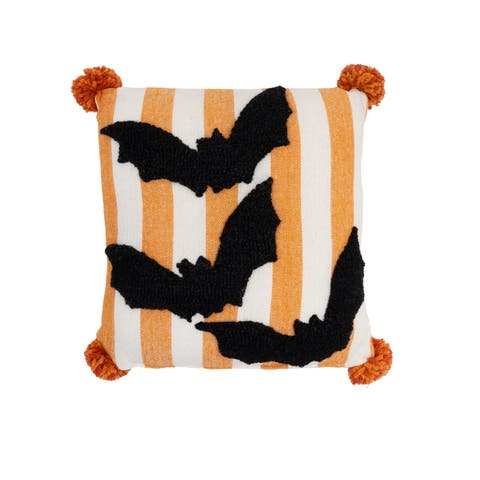 Bats Halloween Mini Hooked Accent Pillow