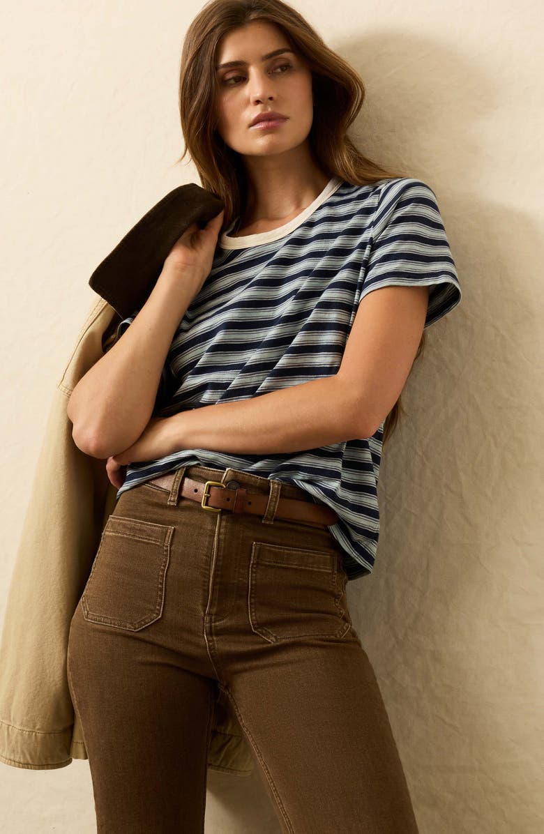 Faherty Patch Pocket High Waist Wide Leg Stretch Terry Pants, Alternate, color, Walnut