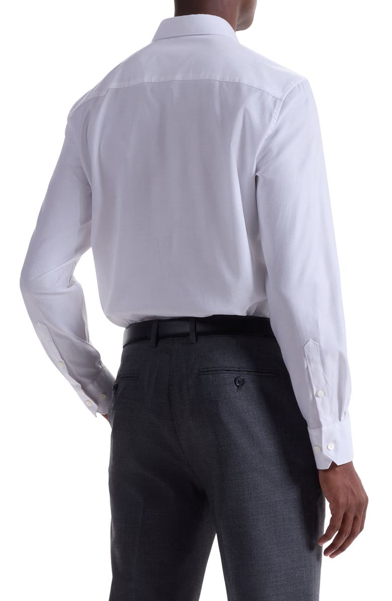 Bugatchi Axel Shaped Fit Stretch Cotton Button-Up Shirt, Alternate, color, White