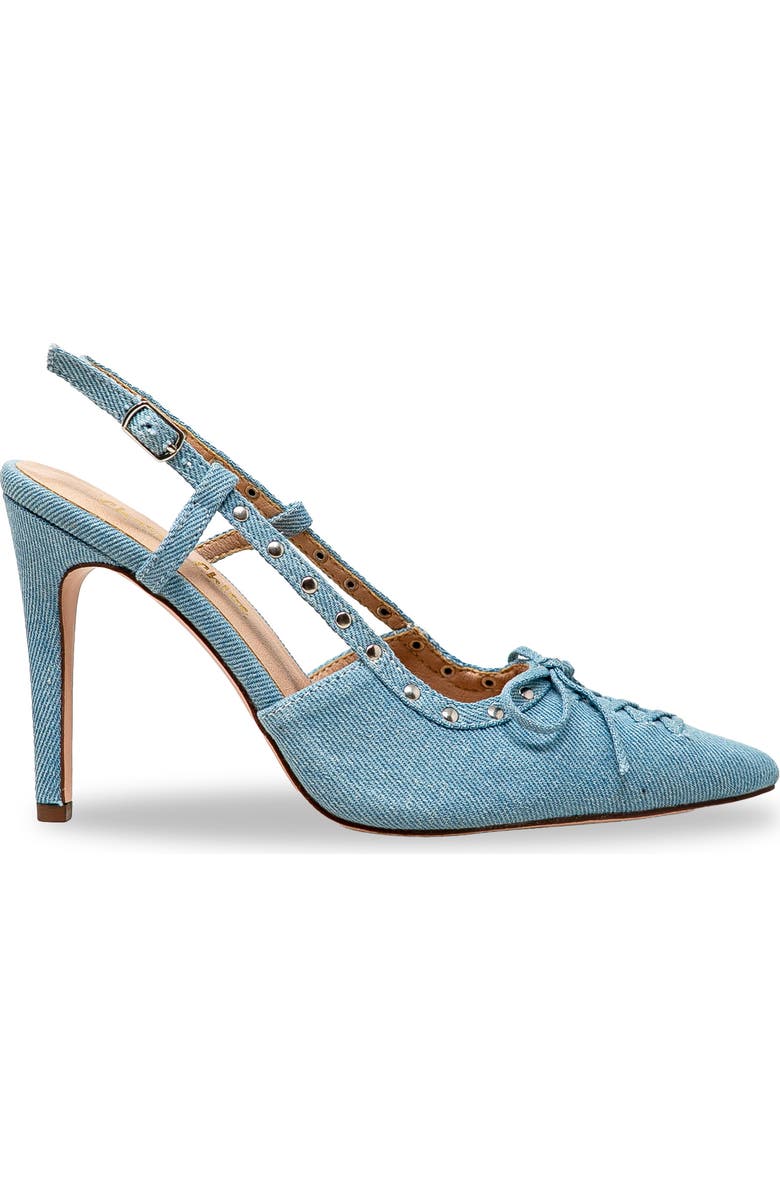 CHASE AND CHLOE Amalia Stud Slingback Pointed Toe Pump, Alternate, color, Denim