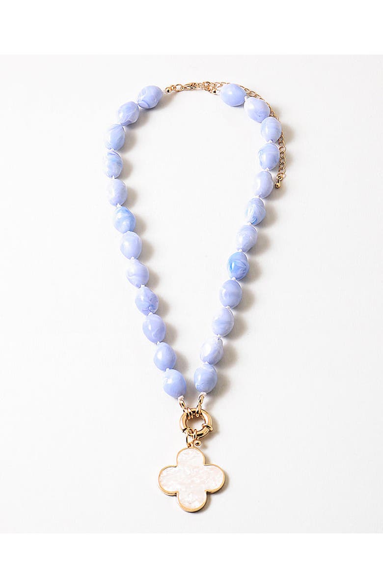 Erin McDermott Jewelry Clover Luck Statement Necklace, Main, color, Blue