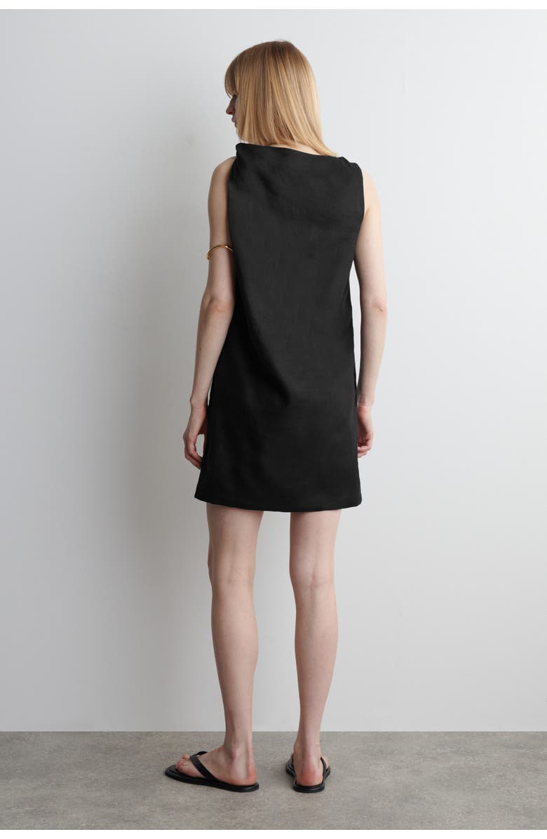 COS Twist-Detail Linen Mini Dress, Alternate, color, Black