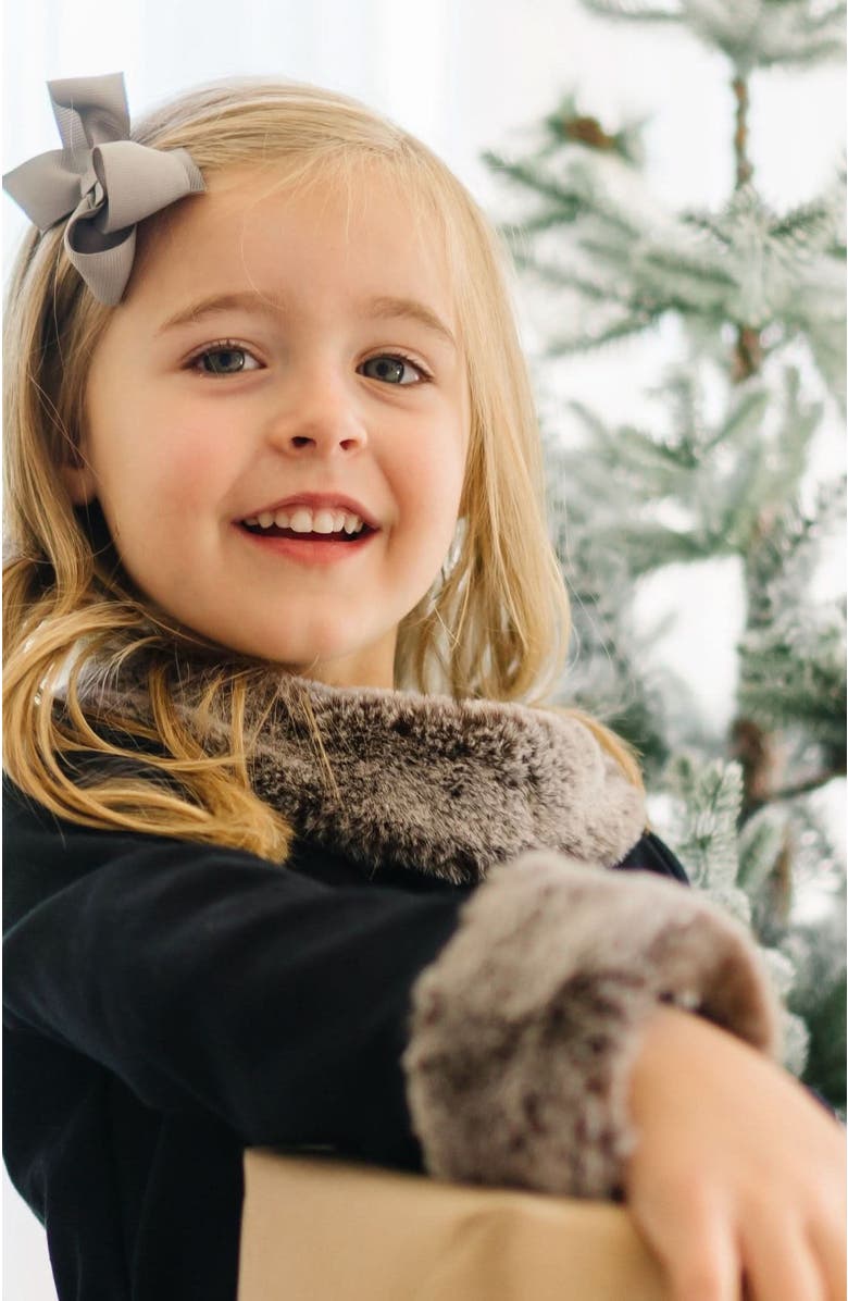 Hope & Henry Girls' Long Sleeve Ponte Dress with Faux Fur, Kids, Alternate, color, 