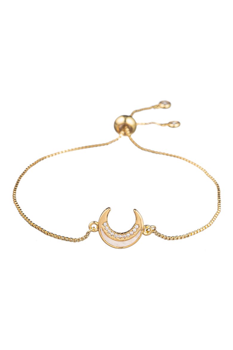 Juliette Set of 3 Cubic Zirconia Moon, Heart & Bar Slider Bracelets, Alternate, color, GOLD