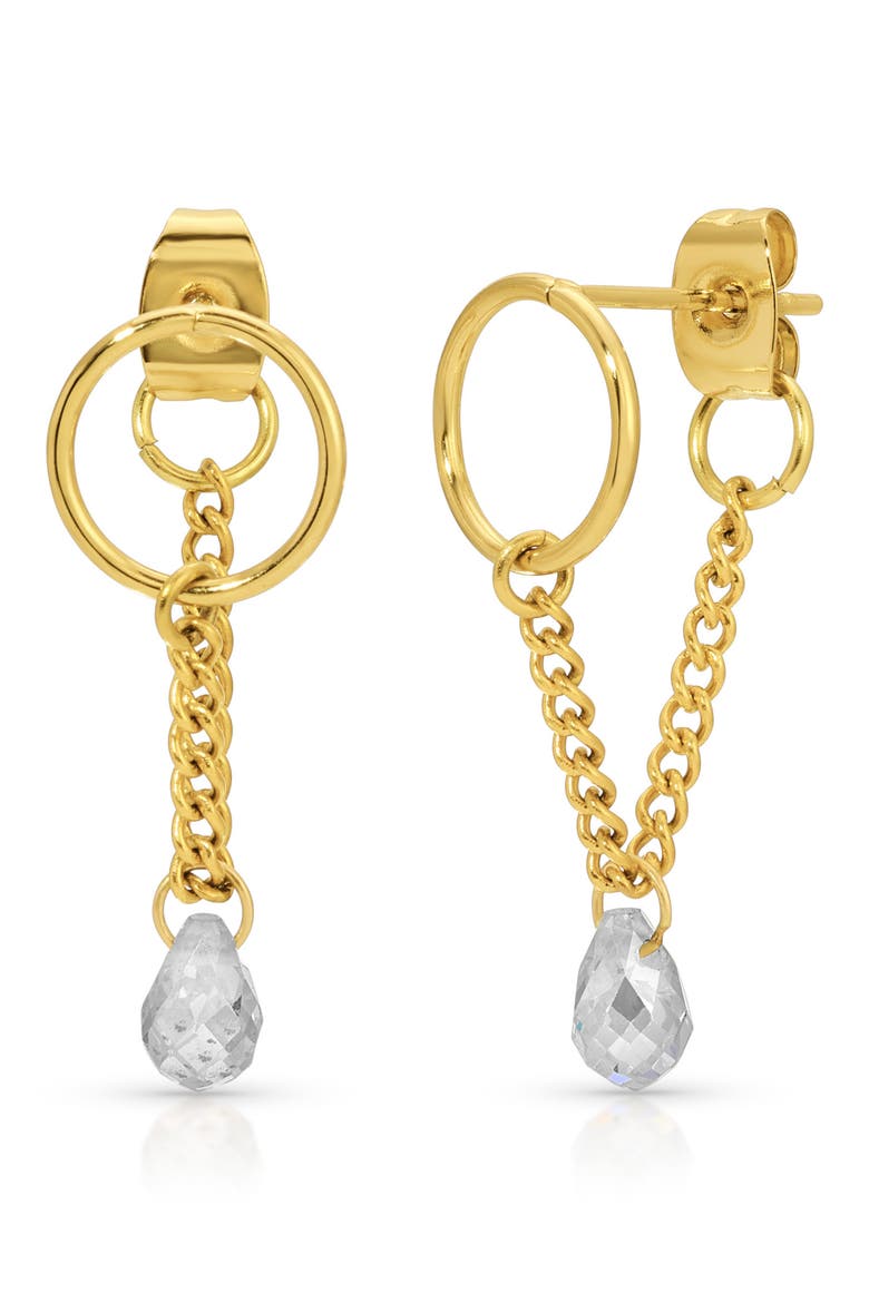 Veroia Front/Back Earrings, Main, color, GOLD