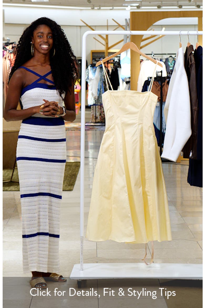 Dolly Seamed Stretch Cotton Twill Midi Sundress video