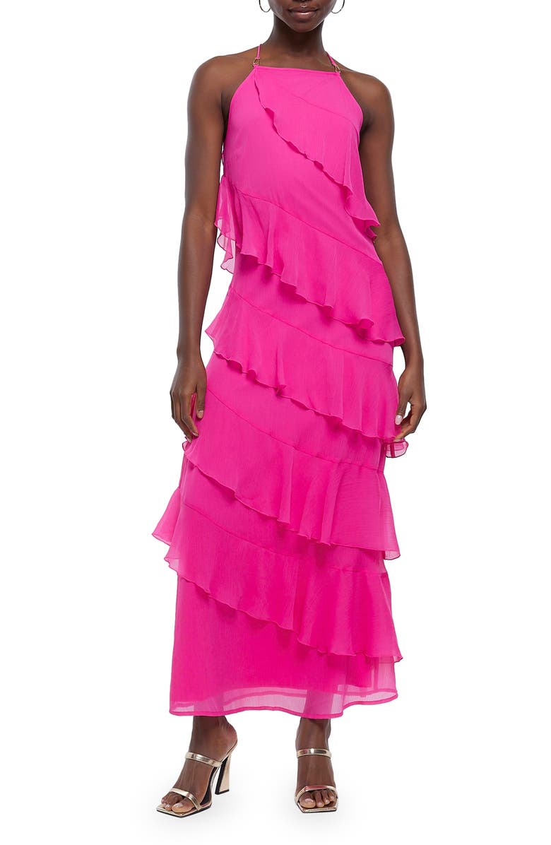 River Island Reese Tiered Ruffle Maxi Dress, Main, color, 