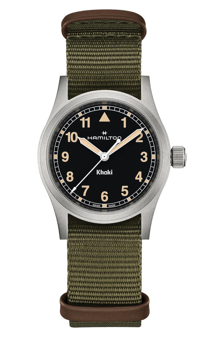 Khaki Field NATO Strap Watch, 33mm, Main, color, BLACK